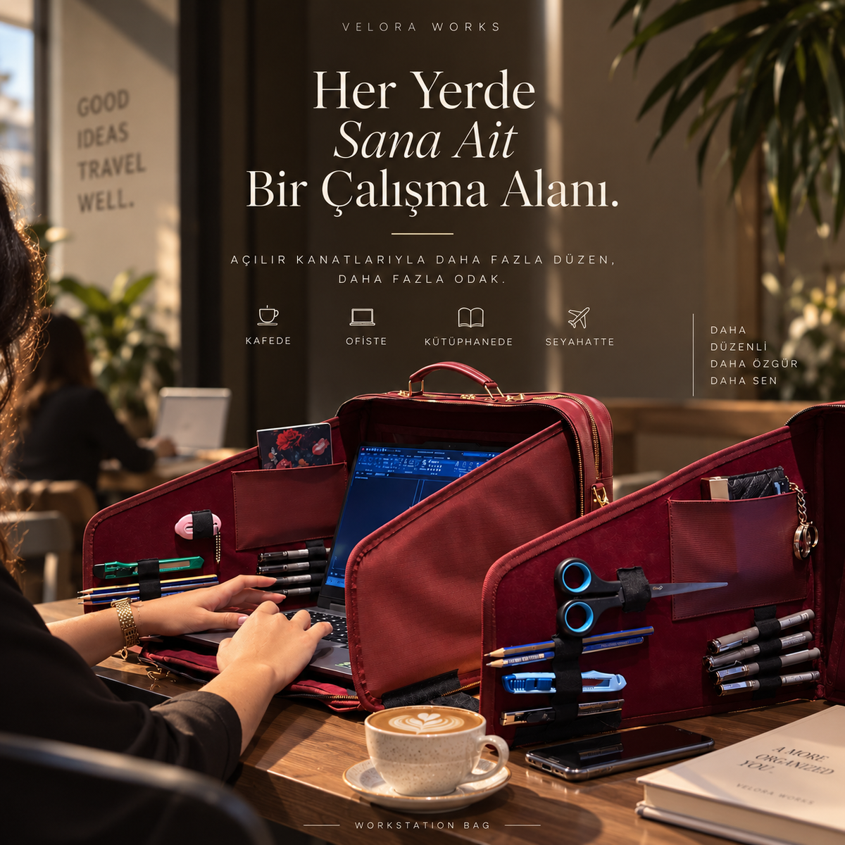 VeloraWork portable workspace fully opened
