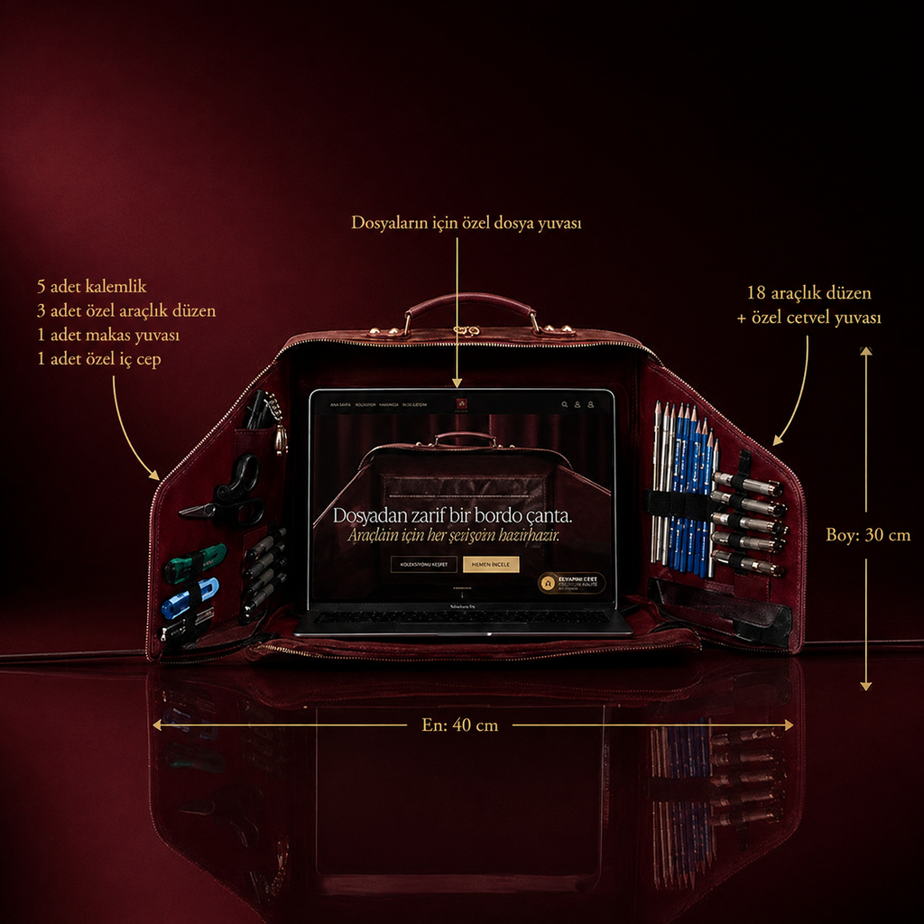 Velora Bordeaux Lumière Workstation Bag | Işıltılı Bordo Kadın Laptop Çantası