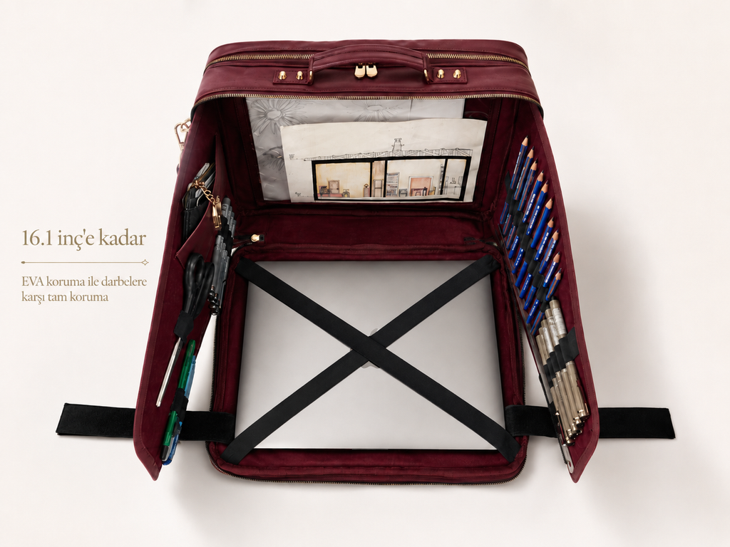 Velora Bordeaux Lumière Workstation Bag | Işıltılı Bordo Kadın Laptop Çantası