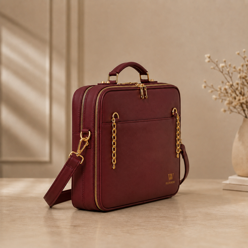 Velora Bordeaux Signature Workstation Bag | Bordo Kadın Laptop ve Çalışma Çantası