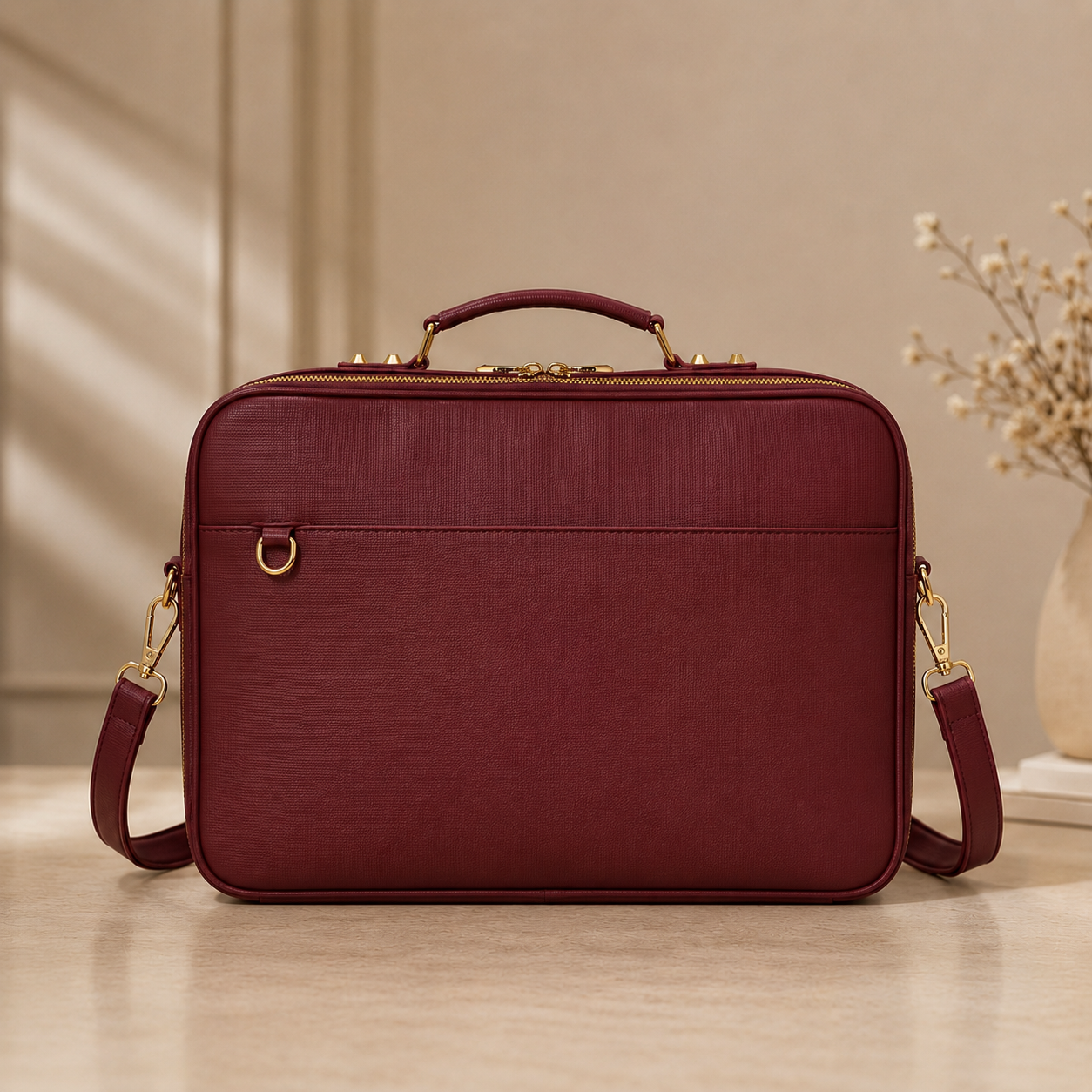 Velora Bordeaux Signature Workstation Bag | Bordo Kadın Laptop ve Çalışma Çantası