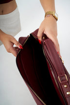 Velora Bordeaux Lumière Workstation Bag | Luminous Burgundy Laptop Bag