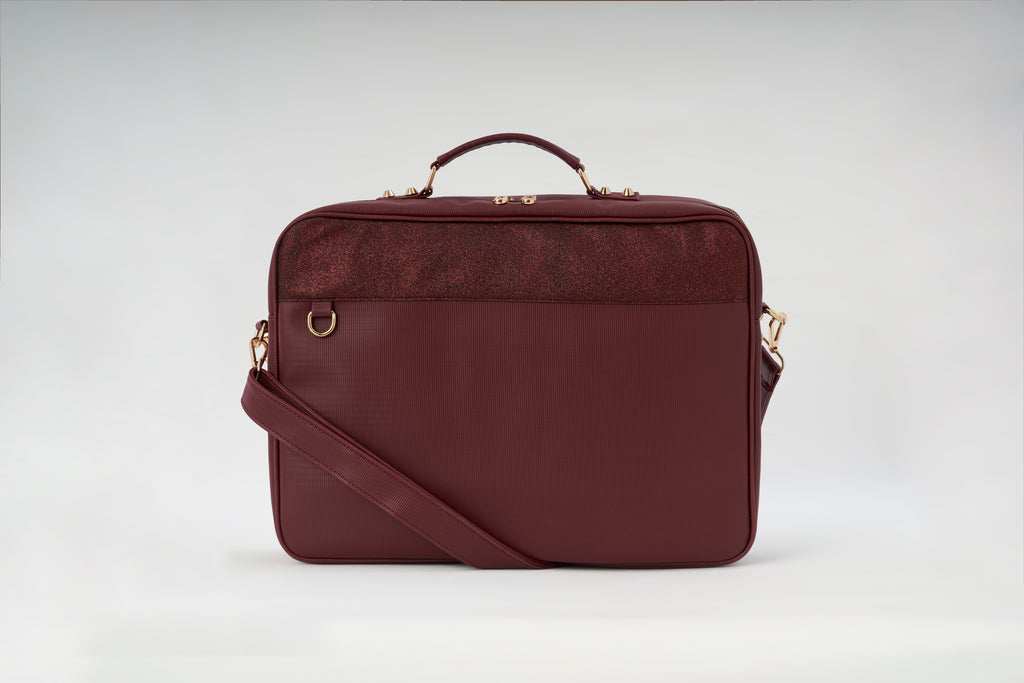 Velora Bordeaux Lumière Workstation Bag | Işıltılı Bordo Kadın Laptop Çantası