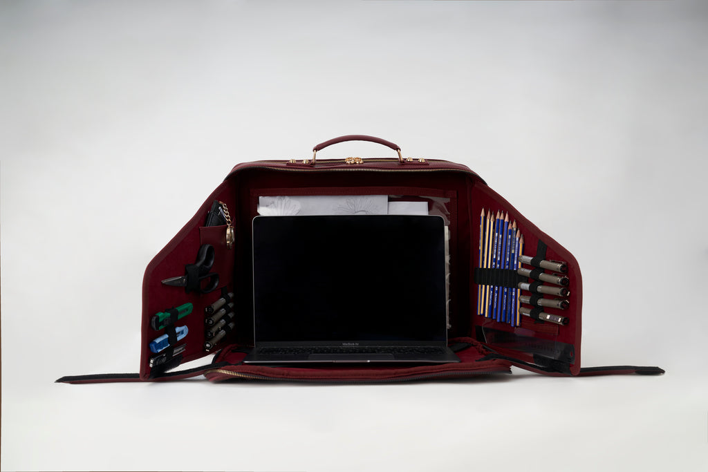 Velora Bordeaux Lumière Workstation Bag | Işıltılı Bordo Kadın Laptop Çantası