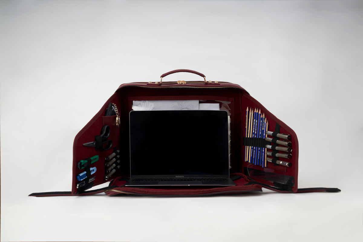 Velora Bordeaux Lumière Workstation Bag | Işıltılı Bordo Kadın Laptop Çantası