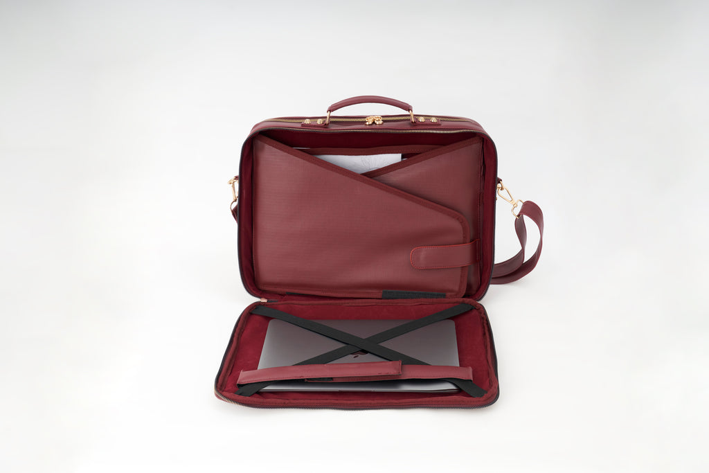 Velora Bordeaux Signature Workstation Bag | Bordo Kadın Laptop ve Çalışma Çantası