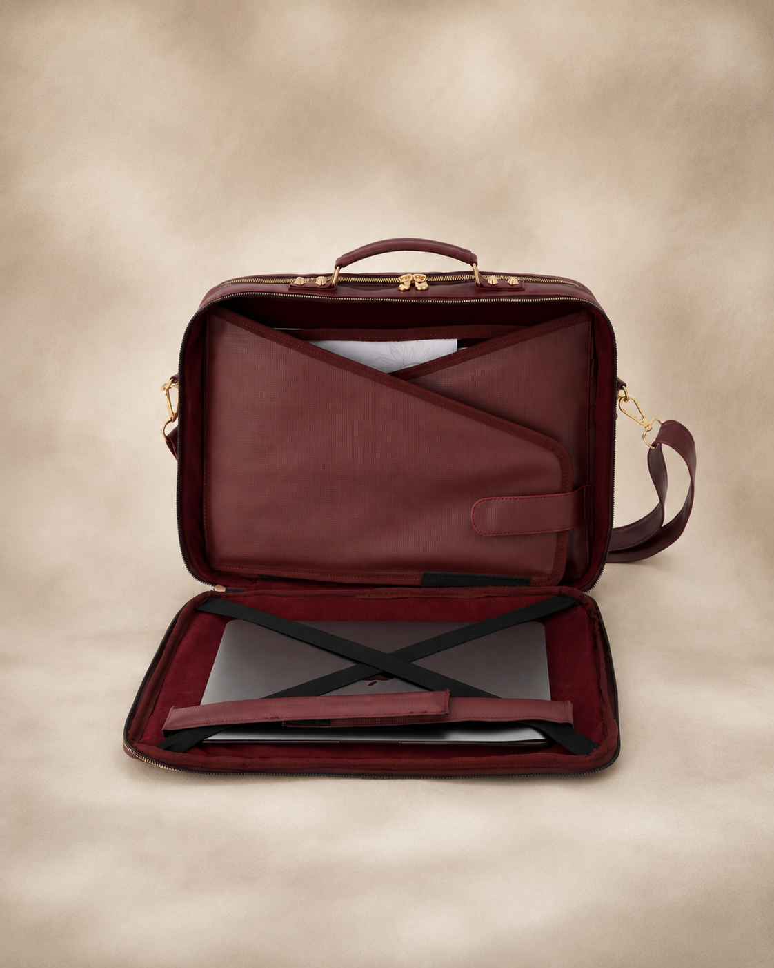 Velora Bordeaux Signature Workstation Bag | Bordo Kadın Laptop ve Çalışma Çantası