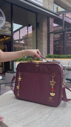 Velora Bordeaux Lumière Workstation Bag | Işıltılı Bordo Kadın Laptop Çantası